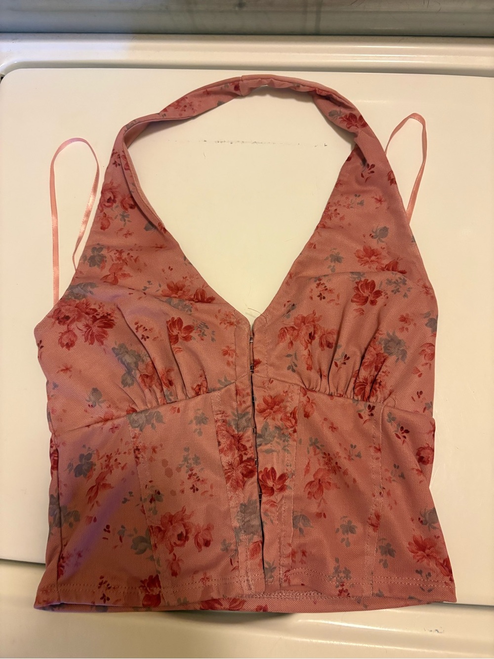 Pink Floral Halter Camisole